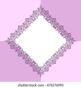 Gypsy ornamental frame. Vector rhombus frame. Decorative border for photo