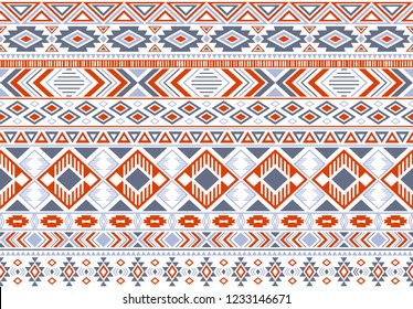 Gypsy pattern tribal ethnic motifs geometric seamless background. Modern geometric shapes sprites tribal motifs clothing fabric textile print traditional design with triangles