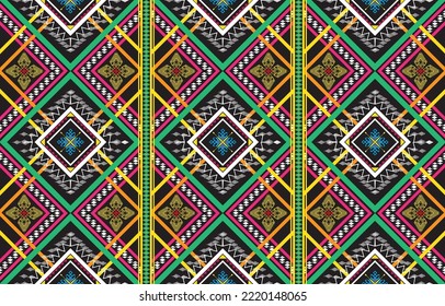 Gypsy pattern tribal ethnic motifs geometric vector background. Doodle gypsy geometric shapes sprites tribal motifs clothing fabric textile print traditional design with triangles
