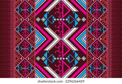 Gypsy pattern tribal ethnic motifs geometric seamless background. Doodle gypsy geometric shapes sprites tribal motifs clothing fabric textile print traditional design with triangles