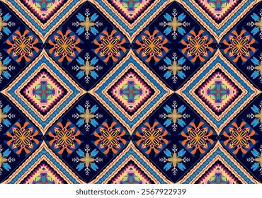 Gypsy pattern tribal ethnic motifs geometric vector background. Doodle gypsy geometric shapes sprites tribal motifs clothing fabric textile print traditional design with triangles