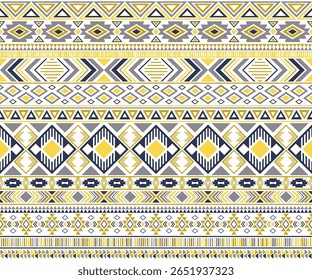 Padrão cigano tribal motivos étnicos geométricos fundo sem emenda. Formas geométricas impressionantes sprites motivos tribais tecido de vestuário impressão têxtil design tradicional com triângulos