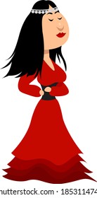 Gypsy in red dress, illustration, vector on white background