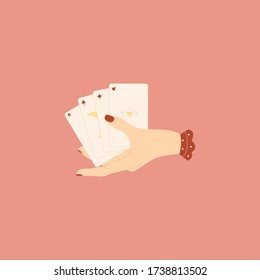 Gypsy woman hand with tarot cards. Fortuneteller icon for highlight instagram