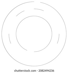 Gyrate, rotating segmented lines circular element
