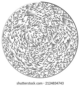 Gyrate, rotating segmented lines circular element