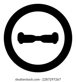 Gyro board scooter hoverboard two wheel electric self balancing eco icon in circle round black color vector illustration image solid outline style