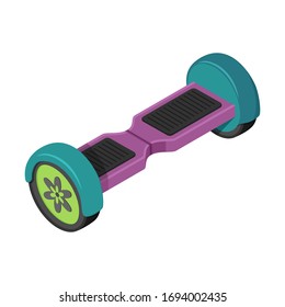 Gyro scooter.Isometric vector illustration.Battery-friendly, environmentally friendly, non-polluting urban transport.The object is isolated on white background.Vehicle in the city. Future technologies