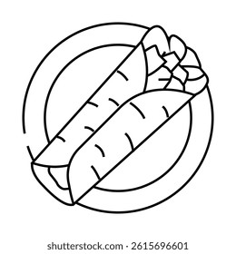 gyro wrap greek cuisine line icon vector. gyro wrap greek cuisine sign. isolated contour symbol black illustration