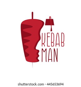 gyros doner kabob with face of chef in it isolated vector design template