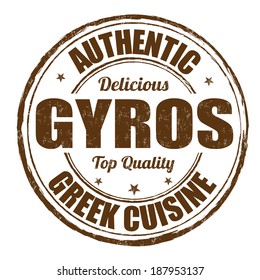 Gyros grunge rubber stamp on white, vector illustration