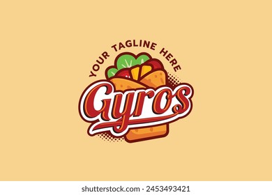 Gyros logo with a combination of a gyro and beautiful lettering for restaurants, cafes, food trucks, etc.