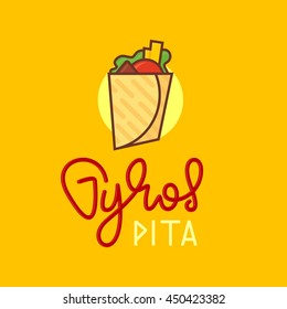 Gyros Pita Handwriting Lettering Logo. Vector Illustration