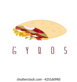 gyros shawarma doner kabob isolated vector design template
