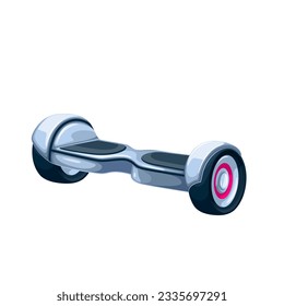 Gyroscooter hoverboard vector illustration. Cartoon isolated electric self balancing gyro scooter with two wheels, transport with board for standing, modern smart gadget gyroscooter for city travel
