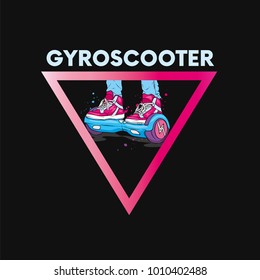 Gyroscope and legs in jeans and sneakers. Vector illustration. Sport and active lifestyle.