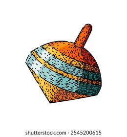 gyroscope spinning top hand drawn. balance spin, rotation physics, motion axis gyroscope spinning top vector sketch. isolated color illustration