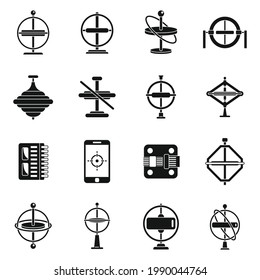 Gyroscope tool icons set. Simple set of gyroscope tool vector icons for web design on white background