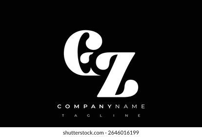 GZ Creative Abstract Typography Logo Design. Elegant logo combining bold typography and creative shapes, ideal for branding and identity solutions.
