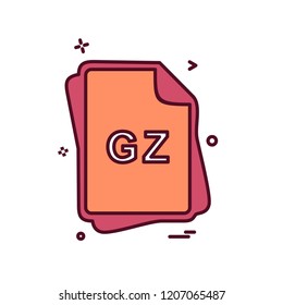 GZ file type icon design vector