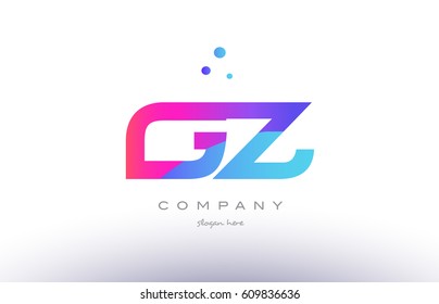 gz g z  creative pink purple blue modern dots creative alphabet gradient company letter logo design vector icon template