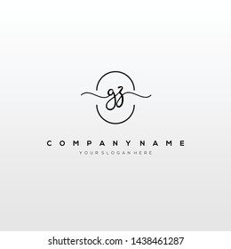 GZ handwriting initial logo template vector.