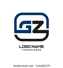 GZ initial box letter logo template vector
