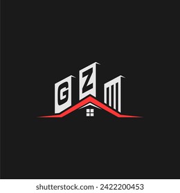 GZ Construcción inicial Inmobiliaria Logotipo de vivienda Vector de diseño