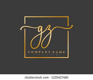 GZ Initial handwriting square minimalist logo vector