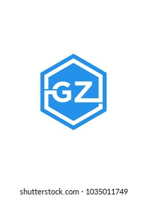 GZ initial hexagon letter logo template vector
