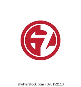 GZ initial letters circle business logo red