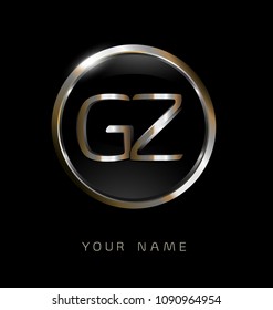 GZ initial letters with circle elegant logo golden silver black background