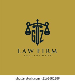 GZ initial monogram for lawfirm logo with sword and scale