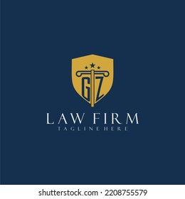 GZ initial monogram lawfirm logo with pillar and shield design