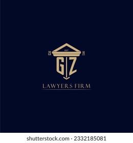 Logotipo inicial de la firma de abogados en monograma GZ con diseño de hitos