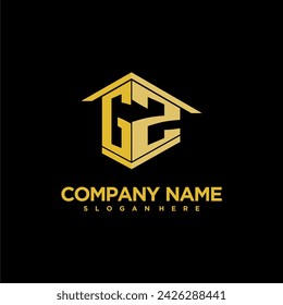 GZ initial monogram logo for real estate with creative building style design