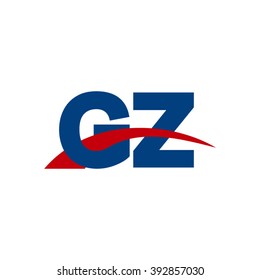GZ initial overlapping swoosh letter logo blue red