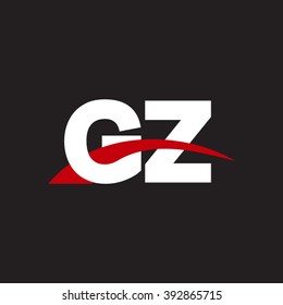 GZ initial overlapping swoosh letter logo white red black background