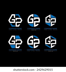 GZ letter logo set design.GZ monogram polygonal and circle shape vector. GZ unique design.
