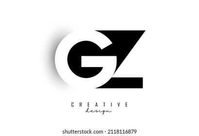 GZ letters Logo with negative space design. Letter with geometric typography. Creative Vector Illustration with letters.