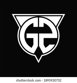 GZ Logo monogram with circle shape and half triangle rounded on black background