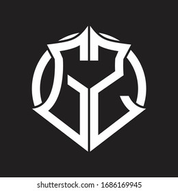 Monograma del logotipo GZ con emblema y plantilla de diseño redondeado