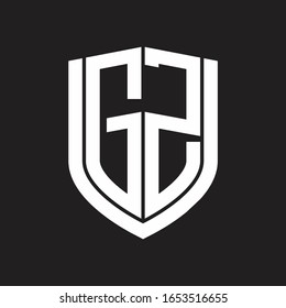 GZ-Logo-Monogramm mit Emblem-Schild-Design einzeln auf schwarzem Hintergrund