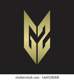 Monograma del logotipo GZ con el estilo del emblema aislado con colores dorados