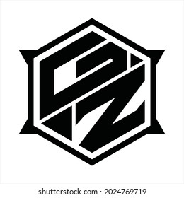 GZ Logo monogram with hexagon and sharp shape design template