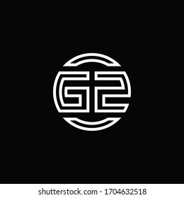 GZ logo monogram with negative space circle rounded design template