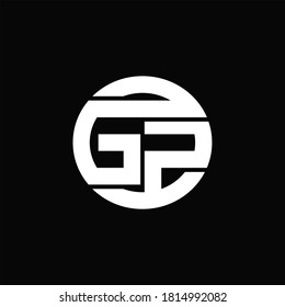 Monograma del logotipo GZ con la plantilla de diseño de movimiento de línea redondeada sobre fondo negro