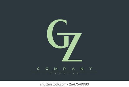 GZ Modern Initials Logo Design. Branding logo with stylized initials showcasing bold design and modern aesthetic. Ideal for professional business branding or creative projects focusing on minimalistic