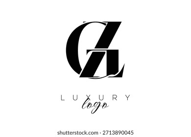 GZ, gz Serif Letra Monograma Tipografía Logotipo para la identidad elegante de la marca Premium