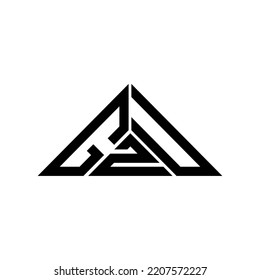 GZU letter logo creative design with vector graphic, GZU simple and modern logo in triangle shape.